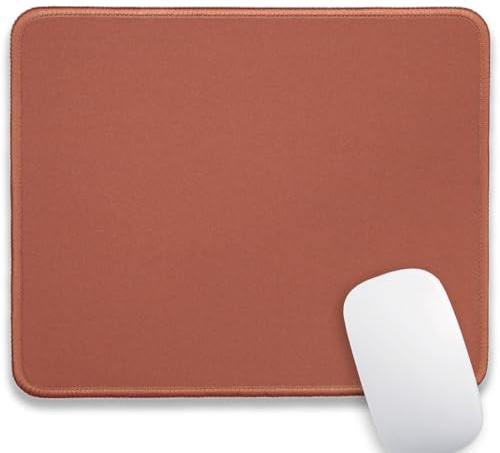 knseva Brown Office/Gaming Mouse Pad 10.2x8.2 Inch, Stitched Edge, Durable Portable Solid Color Mat for Desk, Non-Slip Rubber Base, Smooth Surface