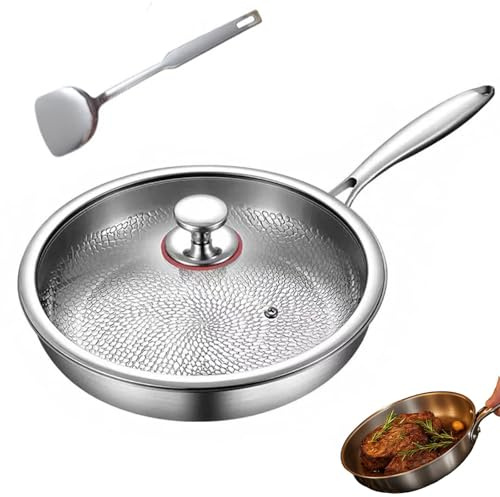 Sartén de titanio Titanium Pro, juego de cocina profesional de titanio martillado, olla antiadherente con revestimiento antiarañazos que se calienta uniformemente y es apta para lavavajillas