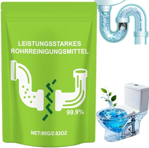 80g Powerful Pipeline Dredging Powder, Toilet Cleaning Foam Powder,Drain Unblocker Liquid with Pipe Deodorant, Sink Drain Cleaner Pipe Unblocking, Effective Clog Remover for Kitchen Shower Sink