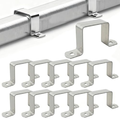10 Stück Vierkantrohrschelle 40x40 mm aus Edelstahl 304, Quadratrohrschellen Rohrhalter Befestigungsschelle für Vierkantrohre, Balken, Regal, Außenbereich - Silber
