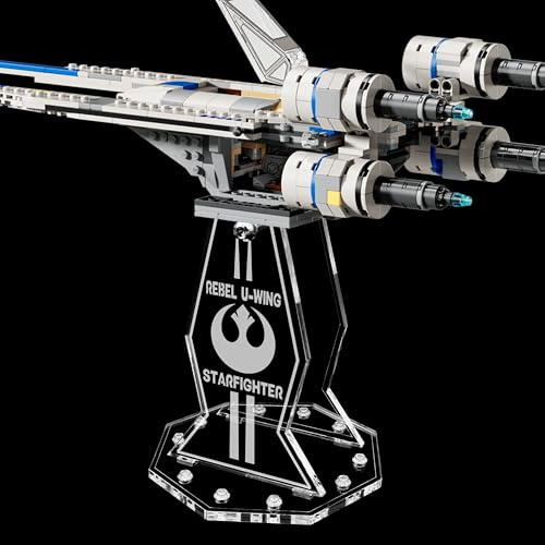 Premium Acryl Display Ständer kompatibel zu Lego 75399 Rebel U-Wing Starfighter | Hochwertiger Präsentationsständer | Neigungs- und Drehwinkel einstellbar | Nur Ständer - Modell Nicht enthalten