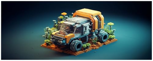 Wallario Küchenrückwand selbstklebend 115 x 50 cm, Motiv: Truck im Pixelstil | Spritzschutz abwischbar & pflegeleicht