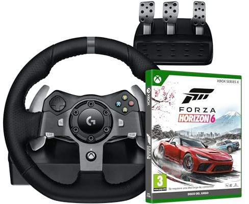 Logitech G G920 Driving Force Volante & Pedales + Forza Horizon 6 (Disco) para Xbox Series X - Negro