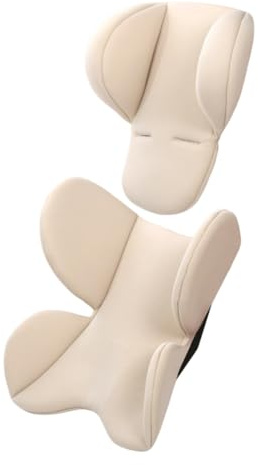Introti Kinderwagen-Sitzkissen, atmungsaktiv, Kopfstütze, Auto-Kindersicherheitskissen, Korb, maschinenwaschbar, universelles Babykorb-Sitzkissen, universelle Passform, Kinderwagen-Zubehör (Beige)