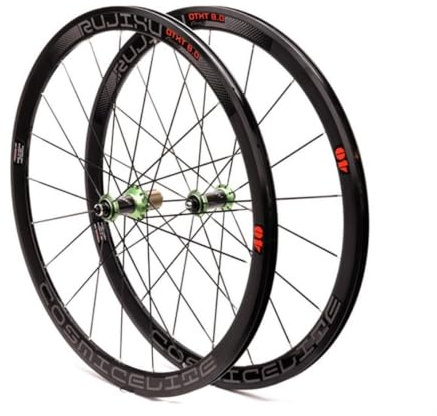 700C Rennrad Laufradsatz, Scheibenbremse Felgen Carbon Fiber Hub Quick Release Tubeless Kompatibel 8 9 10 11 Geschwindigkeit Freilauf,40mm(Groen)