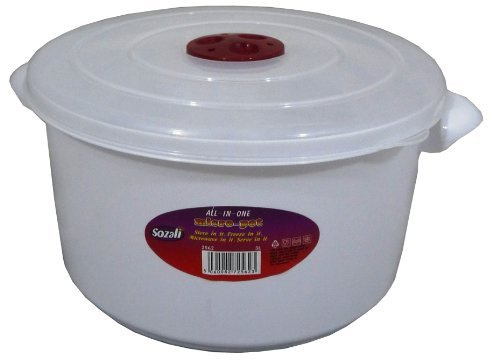 High Quality 3 Litre Microwave Pot Tub with Ventilated Lid Heating Food Cooking by Sozali