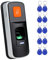 uoweky Fingerprint Access Control Reader Standalone RFID Biometric Door Opener Holder SD Card + 10pcs RFID 125KHz Blue Key Ring