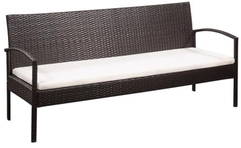vidaXL Gartenmöbel 3-Sitzer Poly Rattan Gartenbank Lounge Sofa Bank Sitzgruppe