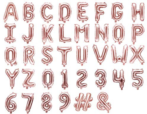 Folienballon Buchstaben Zahl 35cm Luftballon Geburtstag Hochzeit Babyparty Silvester Dekoration, Farbe: Rosegold, Größe: Zahl - 0
