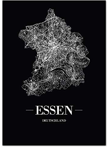 JUNIWORDS Stadtposter - Wähle Deine Stadt - Essen - 60 x 90 cm Poster - Schrift A - Schwarz