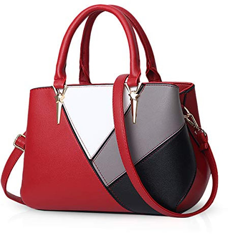 NICOLE & DORIS Handtaschen für Damen taschen Leder Damen Handtasche die neuesten Trends Spleiß Farbe Umhängetaschen rot