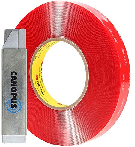 CANOPUS 3M Cinta Doble Cara ExtraFuerte Transparente 3M VHB 4910 (6,35mm x 4,5m) Impermeable 3M Cinta Adhesiva Doble Cara Para Tiras LED, 3M Cinta de Montaje, Exteriores, Decoración del Hogar