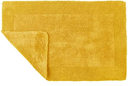 Allure Heavyweight Reversible Bath Mat, 100% Cotton, Super soft, Washable, Large Size 53cm x 85cm (Mustard)