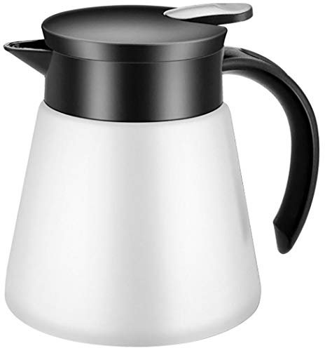 Goeielewe Thermal Coffee Carafe Tea Pot 20 Oz Stainless Steel Insulation Pot Double Wall Vacuum Insulated Coffee Water & Beverage Dispenser (White)