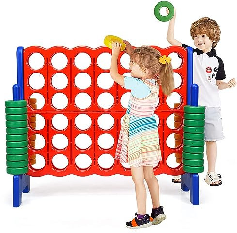 DREAMADE Riesen 4 Gewinnt Spiel, Strategiespiel für Kinder und Erwachsene, 4 in Einer Reihe, Brettspiel Spielzeug Gesellschaftsspiel 2 Spieler, Vier in Reihespiel Kinderspiel (Rot)