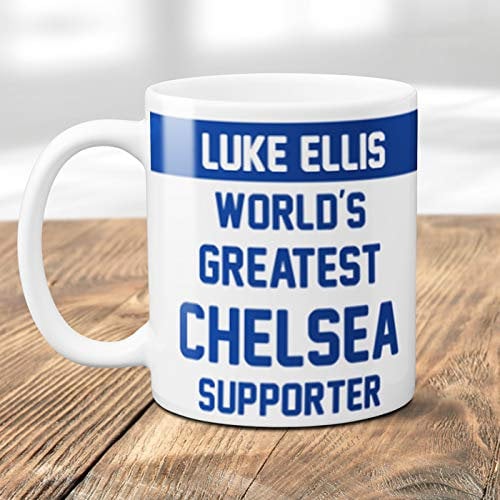 Thoughtful Gifts Personalised Chelsea Supporter Mug – Add Any Name – World’s Greatest Football Fan Gift – Custom Coffee Cup for Him or Her