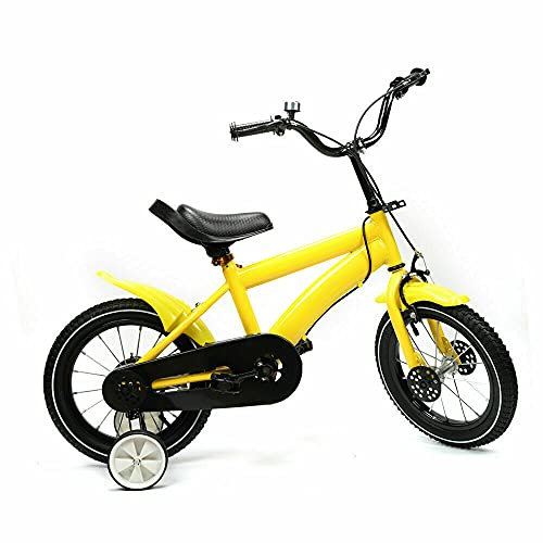 Aohuada Kinderfahrrad 14 Zoll Kinder Fahrrad Laufrad Kinderrad Kinderrad Fahrrad Rad Bike Kid Balance Baby Lernen Reiten Bike mit Handbremse und Rücktritt Stützräder (Gelb)