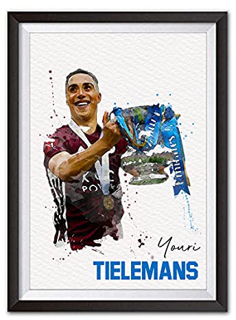 Youri Tielemans FA Cup Final Leicester City A4 Watercolour Style Digital Print