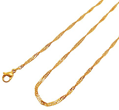 Ardeo Aurum Unisex Damen Herren Kette aus 375 Gold Gelbgold Singapurkette Halskette 1,2 mm Breite und 55 cm Länge mit Karabinerverschluss