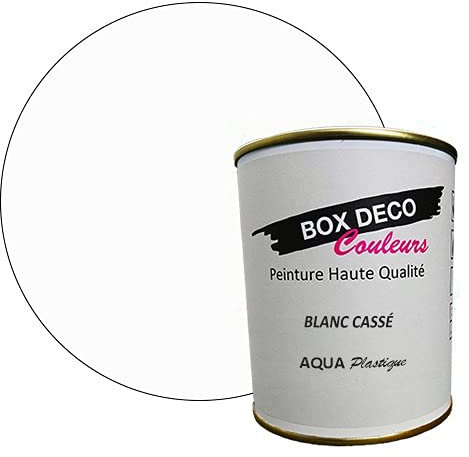 BOX DECO COULEURS Peinture meuble plastique à base de laque acrylique aspect satin Aqua Plastique - 750 ml, Blanc Cassé