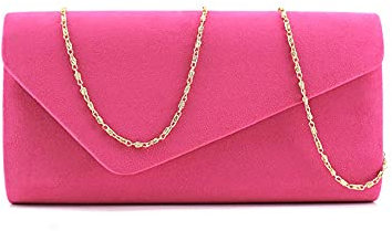 MODELISA - Bolso Sobre Fiesta Noche Mano Con Cadena Al Hombro Mujer (Fucsia)
