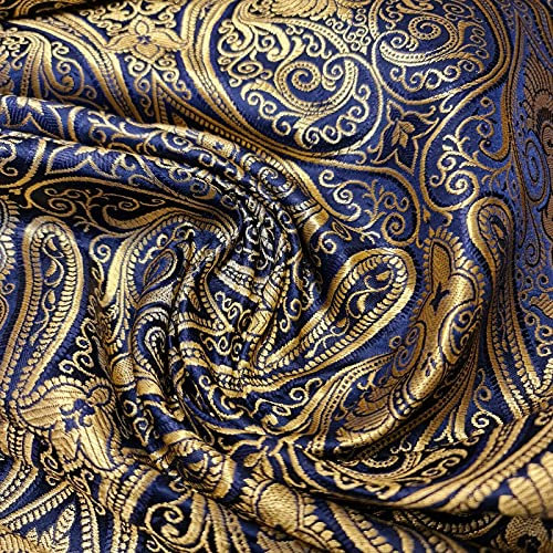 Tissu de qualité supérieure en brocart de banarasi indien et satin de soie - Motif cachemire floral - 112 cm de large - Vendu au mètre - Longueurs pré-coupées (Design 16)