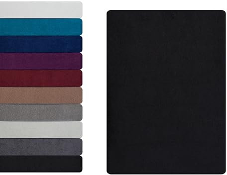 Frottee Boxspringbett Spannbettlaken Spannbetttuch 180 - 200 x 220 cm, Bettlaken 80% Baumwolle - 20% Polyester, Kuschelig Weich und Warm, Matratzen bis 35 cm, OEKO-TEX MADE IN GREEN, Schwarz