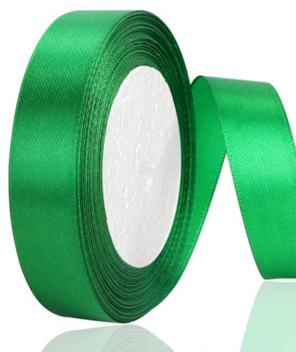 OWill Geschenkband Grün, Doppelseitiges Polyester, 20 mm x 22 m Grünes Band, Schleifenband grün für Kuchendekoration, Nähprojekte, Partyballon und Geschenkverpackungen