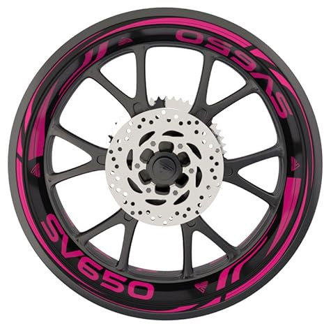 Aufkleber für Suzuki SV 650 Motorrad Felgen Premium Qualität (2 Räder) Neon Pink