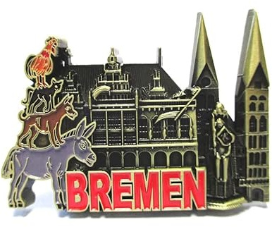 Bremen Metall Magnet Germany Souvenir Stadtmusikanten Roland (br)
