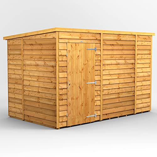 Powersheds High Grade Premium Pent Overlap Wooden Shed, Security Features, Door Flexibility, made from 10 mm Extra Thick Timber (Windowless)