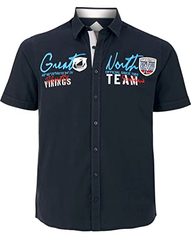 Jan Vanderstorm Herren Kurzarmhemd Freydis Dunkelblau, 4XL (XXXXL) - 49/50