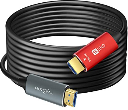 Twozoh HDMI Fiber Optic Cable 75M, 4K Fiber HDMI Lead Supports 4K@60Hz/18Gbps