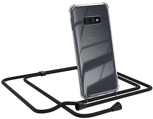 EAZY CASE Handykette kompatibel mit Samsung Galaxy S10e Handyhülle mit Umhängeband, Handykordel mit Schutzhülle, Silikonhülle, Hülle, Stylische Kette, Schwarz - Clips Schwarz