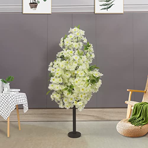 ZMHLHYJY Künstlicher Kirschbaum Kunststoff Fake Pflanze Kunstpflanze Künstlicher Ttree für drinnen und draußen Wunschbaum Familie Garten Büro Party Hochzeit Hotel (88,9 cm hoch weiß)