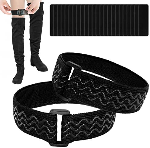Stiefelriemen für Lange Stiefel Kniestiefelriemen Rutschfeste Riemen für Hohe Stiefel, Verstellbare Kniestiefelgurte Elastische Stiefelgurte mit 24 Stück Klebeband-Haken-Aufkleber für Absturzsicherung