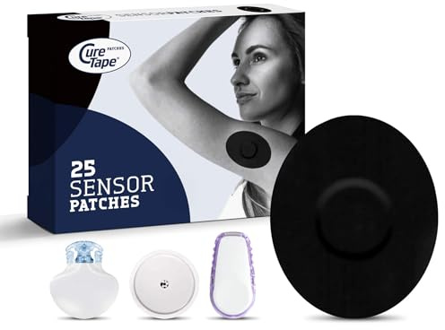 CureTape Patches - Sensor Fixierpflaster - Pflaster für Freestyle Libre, Dexcom und Medtronic Guardian Sensoren - TÜV-Zertifikat - 25 Stück(e) (Schwarz)