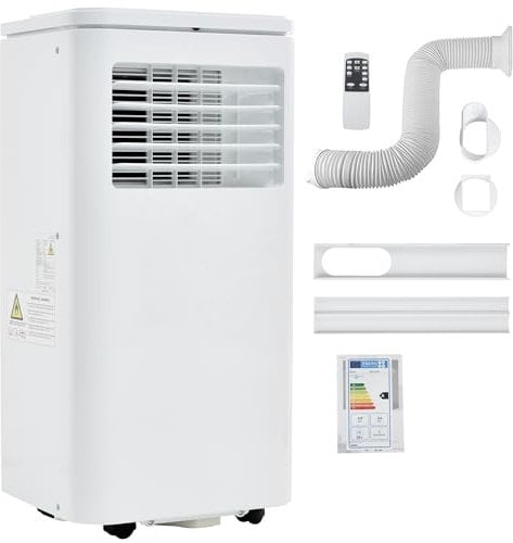 Merax 7000 BTU/h Portable Air Conditioner with Dehumidifier & Exhaust Function - Energy Class A, Remote & APP Control, 3 Modes, 24-Hour Timer - Ideal for Rooms up to 80 m³