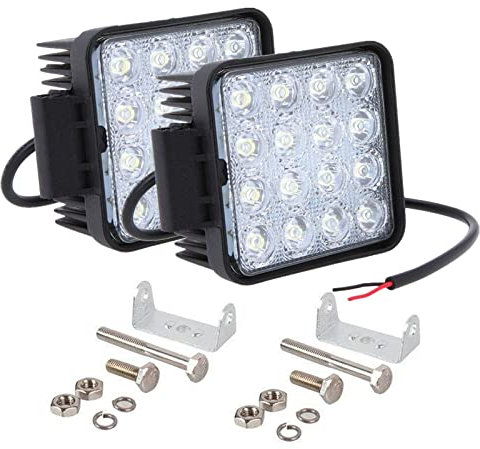 PICAA 2 Piezas 4 pulgadas 48W Faro de Trabajo LED, Cuadrado Antiniebla de Inundación Luces Trabajo Led 6000K Blanca para Offroad Camión Coche ATV 4x4 Tractor Moto 12v 24v