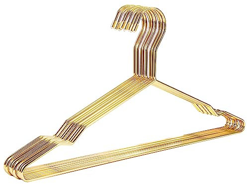 Qualsen Kleiderbügel Metall,10 Stück Eisen Kleiderbügel Gold Metallbügel,Clothes Hangers,Platzsparende Kleiderbügel Edelstahl Kleiderbügel Draht für Anzug T-Shirt Hemd Jacke Kleid Hose(42 cm)
