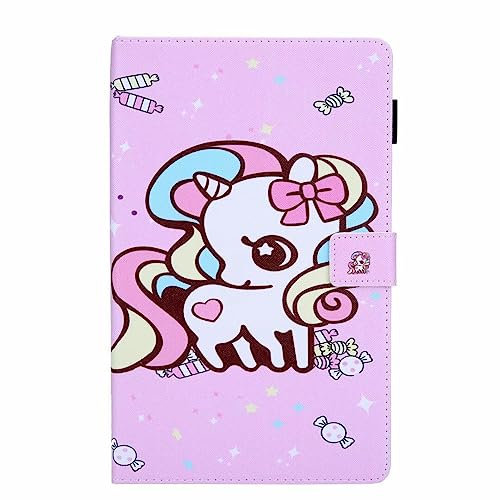 KRjcsfhy Hülle Kompatibel mit Amazon Fire Max 11 2023 Tablet, Premium PU Leder Lightweight Tasche Ständer Rücken Deckel Schutzhülle mit Auto Schlaf/Wach Funktion, Süßigkeiten Einhorn