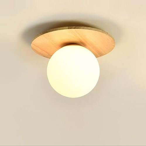 SXYSXYSXY LED Glaskugel Deckenleuchten Modern Holz Balkon Flurlampe Kreativ Design Deckenlampe küchenlampen Klein Deckenbeleuchtung Eingang Gang Treppe G9*1 19 * 24cm
