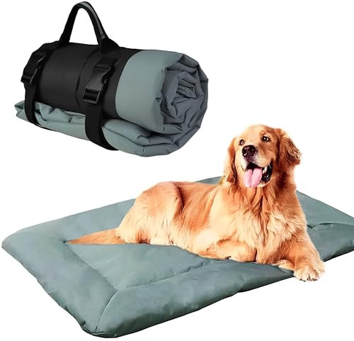 JIAMIAN Cama Perro Colchoneta Plegable para Perros, Cojín portátil para Perros, Lavable Impermeable Cama para Perros Grande, Cama Perro ortopedica (Gris)