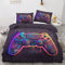 QEODAH Housse de Couette 220x240 Gamer - Parure de Lit 2 Personnes Motif Gaming, Ensemble de Literie Imprimée en Microfibre Douce avec Fermeture éclair, 2 taies d'oreiller 65x65 cm