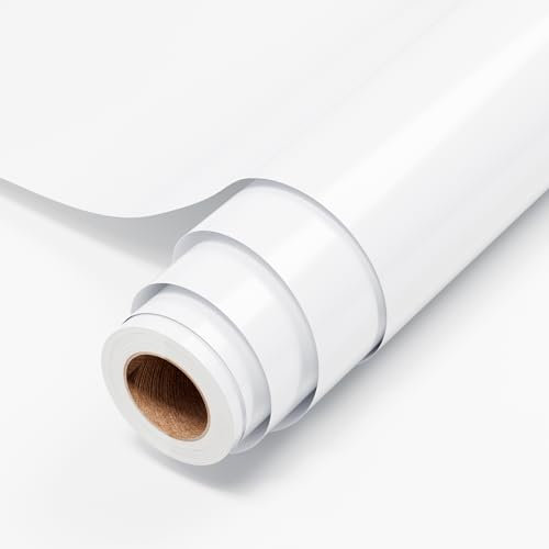 JAVIGA Vinylfolie Plotter Weiß Plotterfolie Vinyl Rolle 30,5 x 183cm für Cricut, Wasserdichte Glänzende Selbstklebende Folie für DIY-Aufkleber, Dekoration, Geburtstag