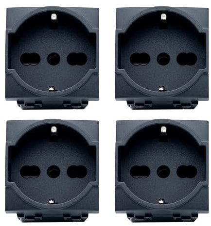BRATEK Presa Schuko Compatibile con Bticino Living Light e International - 4 Prese Elettriche da Muro Bipasso 2P+T 10 / 16A Compatibili con Frutti Elettrici Bticino Living International