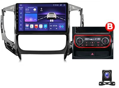 DEHIWI Android 12 Autoradio 9 Zoll Multimedia MP5 Video Player Für Mitsubishi L200 2015~2019 Mit AHD Rückfahrkamera GPS Navigation Unterstützt Carplay/Auto/FM Radio/DSP/Navi,B,8 Core M700S 8G+128G