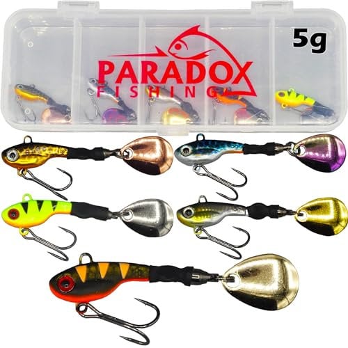Paradox Fishing Infinity Jig Spinner 5er Set 5g - Spin Jig zum Barsch Angeln Barsch Köder Zander Hecht Spinnerbait Spinn Köder – Barschköder