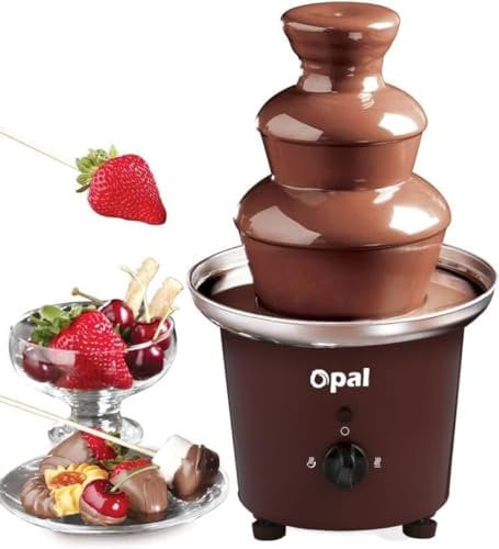 Ensemble à fondue électrique à 3 niveaux de fontaine de chocolat en acier inoxydable Opal de grande taille avec base de marmite à chaud (OCF11)