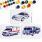 MAYJOYDIY 3 x Auto-Schablonen für Krankenwagen, Polizeiauto, 30 x 22 cm, große Auto-Motiv-Schablonen mit Pinsel, Feuerwehrauto, Schablone für Leinwand, Wand, Holz, DIY, Handwerk, Heimdekoration